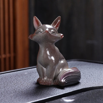 Mythstone Color Changing Small Cute Fox Tea Pet Resin Home Figurine Decoration