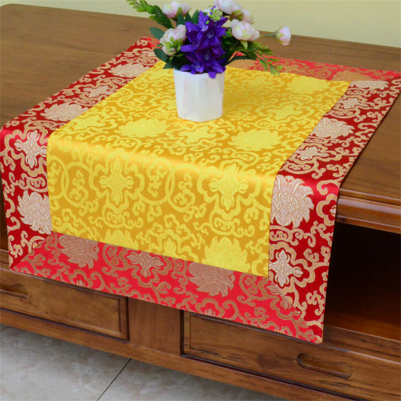 Mythstone Brocade Prayer Altar Flower Vajra Dragon Pattern Auspicious Symbols Table Runner