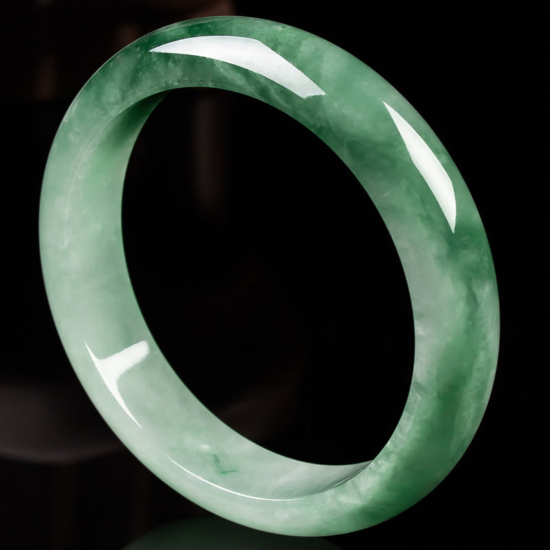 MythStone Natural Jade Fortune Blessing Bangle Bracelet