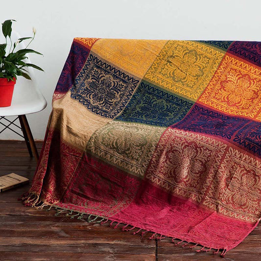 Mythstone Tibetan Floral Pattern Hand-Dyed Craftsman Blanket