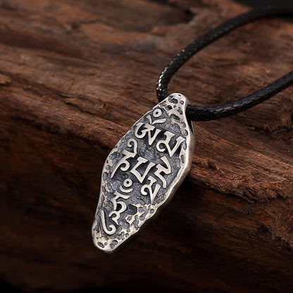 Collar con colgante de fuerza con grabado de Om Mani Padme Hum Dorje Vajra en plata de ley 925 tibetana Mythstone