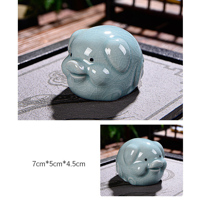 Mythstone Chinese Zodiac Wealth Ceramic Tea Pet Home Figurine Decoration