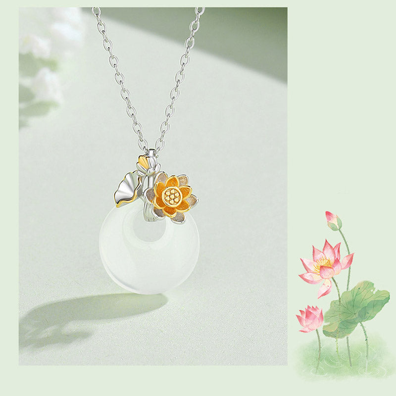 Mythstone 925 Sterling Silver Round Chalcedony Twelve Months Flower Harmony Necklace Pendant