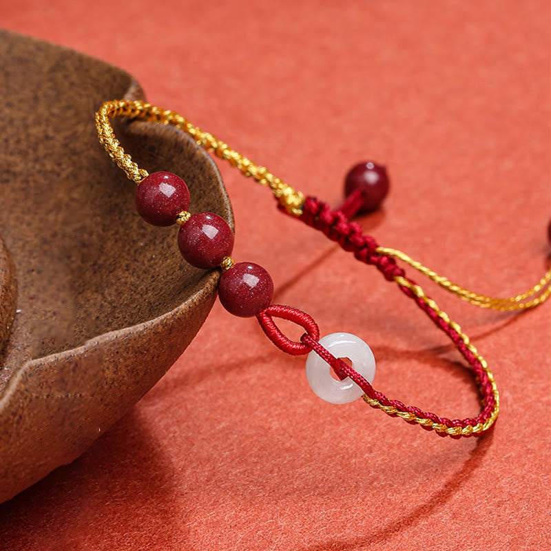 Mythstone Natural Cinnabar Jade Peace Buckle Blessing Bracelet