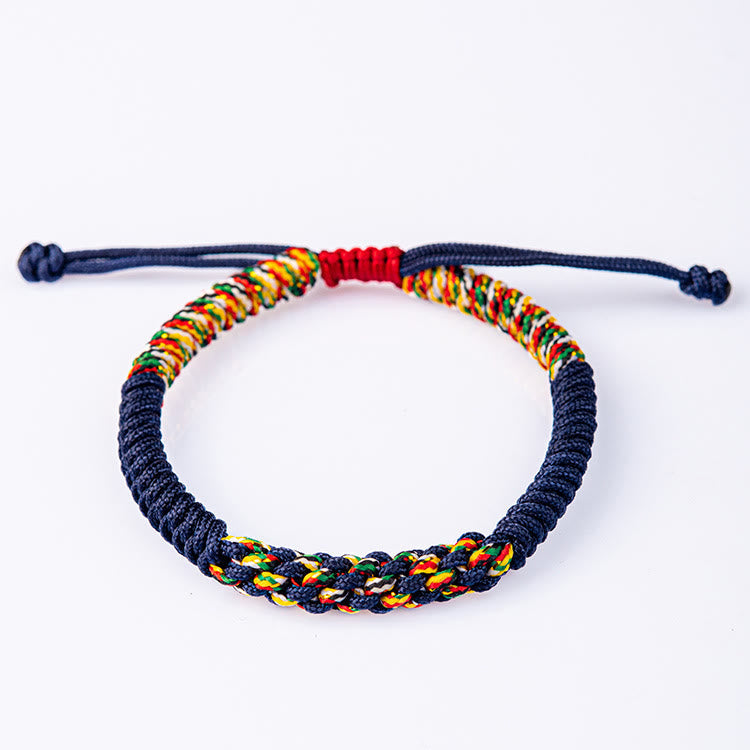 Pulsera trenzada de nudos de la suerte con nudos King Kong coloridos hechos a mano tibetanos Mythstone