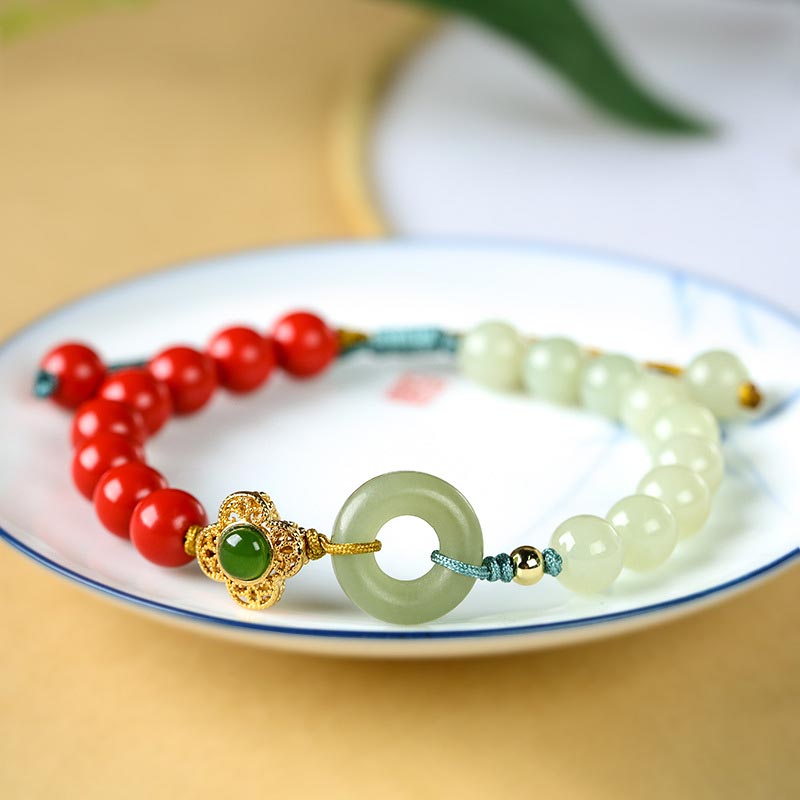 Mythstone Natural Cinnabar Jade Blessing Bracelet