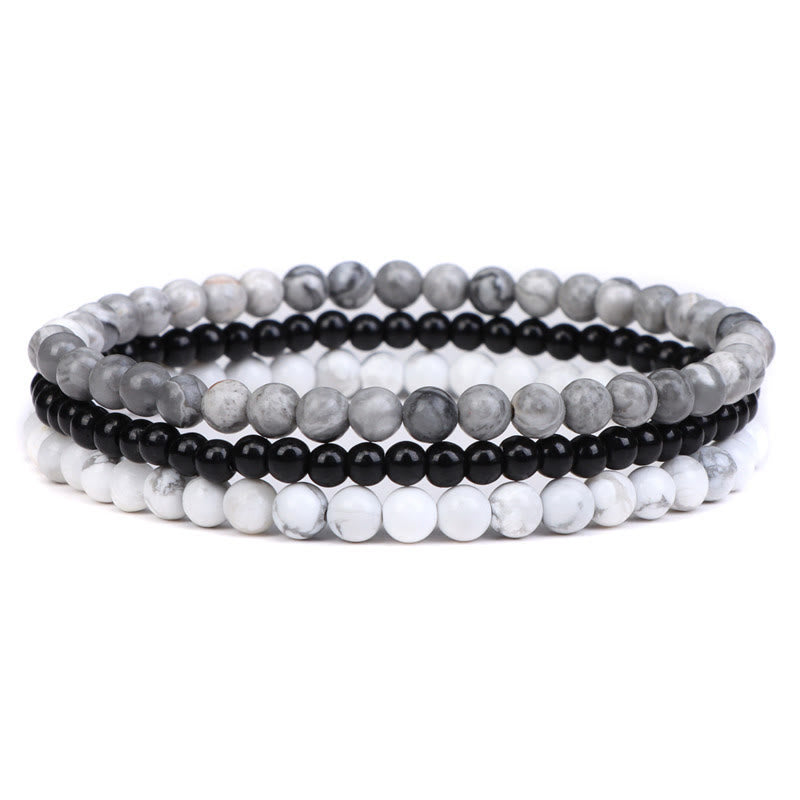 Mythstone 3Pcs Natural Crystal Stone Inner Peace Spiritual Bracelet