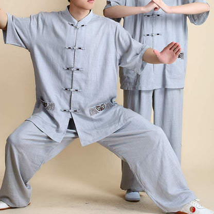 Mythstone Meditation Zen Prayer Spiritual Tai Chi Qigong Practice Unisex Embroidery Clothing Set