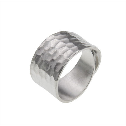 Mythstone Tibetan 990 Sterling Silver Handmade Rustic Hammered Pattern Ring