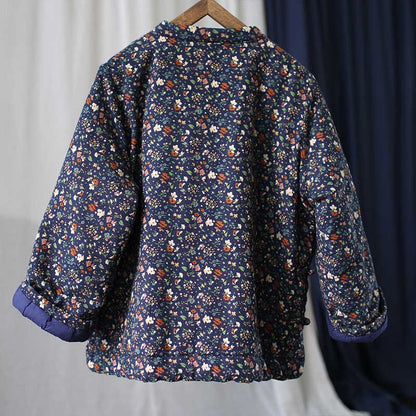 Mythstone Flowers Cotton Linen Jacket Shirt Chinese Northeast Style Winter Clothing