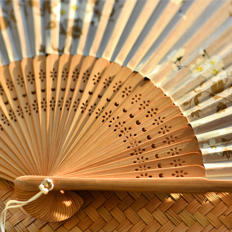 Mythstone Cherry Blossoms Sakura Handheld Bamboo Folding Fan 21cm