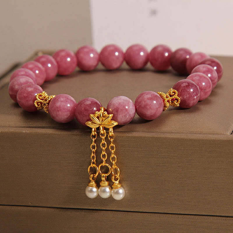 Mythstone Pink Tourmaline Lotus Flower Positive Bracelet