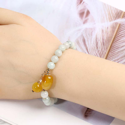 Mythstone Natural White Jade Agate Protection Bracelet