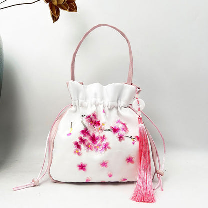 Mythstone Suzhou Embroidery Rabbit Lotus Epiphyllum Peony Magnolia Silk Tote Crossbody Bag Shoulder Bag Handbag