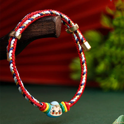 Mythstone Colorful Rope Zongzi Pattern Fu Character Luck Handmade Bracelet