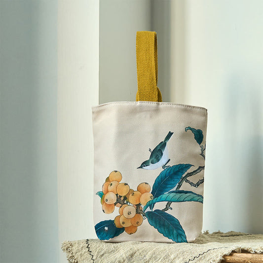 Mythstone Loquat Bird Canvas Handbag