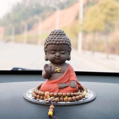 Mythstone Small Buddha Serenity Purple Clay Home Desk Decoration