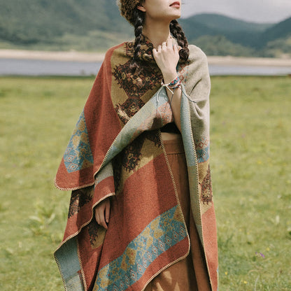 Mythstone Tibetan Shawl Diamond Pattern Winter Warm Cloak Scarf