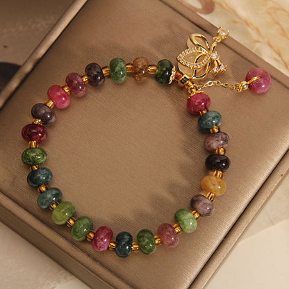 MythStone Colorful Tourmaline Butterfly Charm Wisdom Bracelet