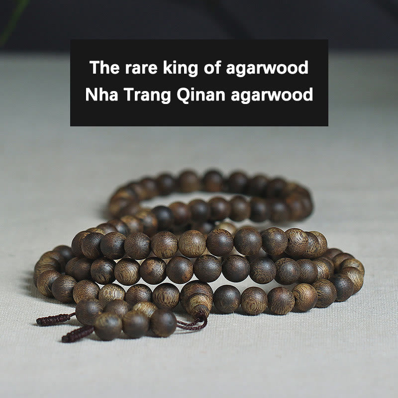 MythStone 108 Mala Beads Nha Trang Soil Buried Qinan Agarwood Balance Strength Bracelet