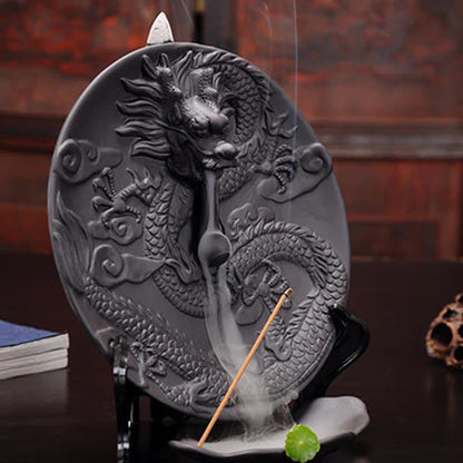 Dragon Ceramic Backflow Smoke Fountain Meditation Incense Burner