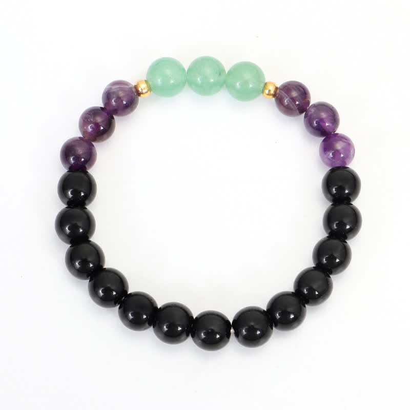 Mythstone 108 Mala Beads Amethyst Green Aventurine Lotus Meditation Bracelet