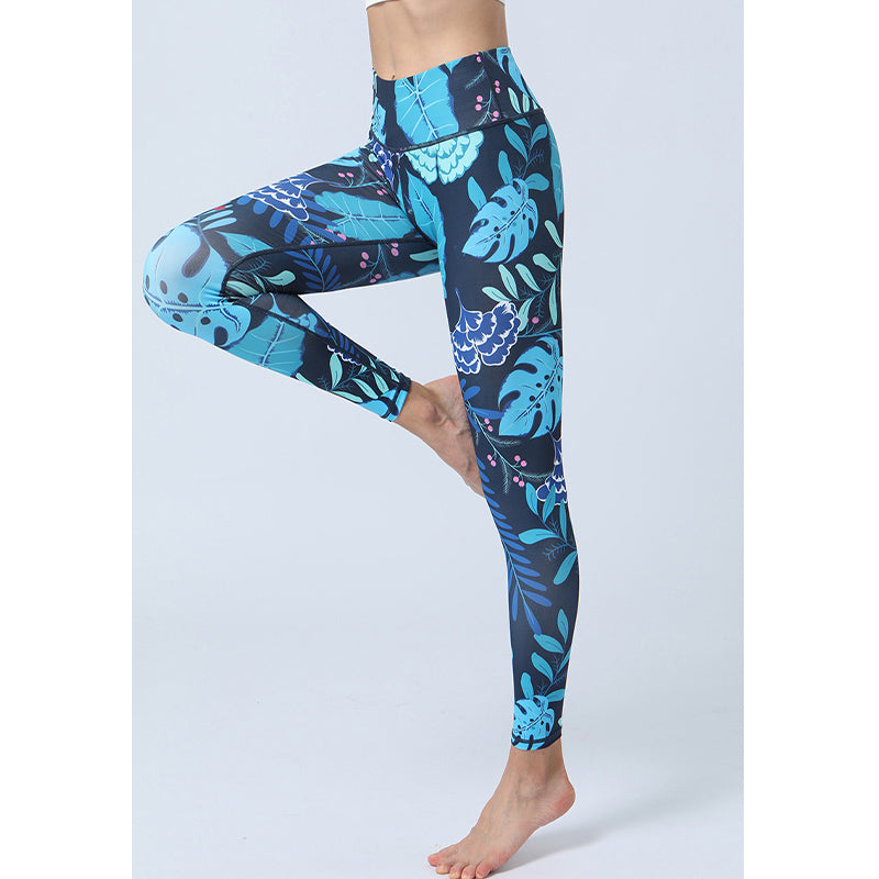 Pantalones con estampado de hojas de Mythstone, mallas deportivas de cintura alta para yoga y fitness, pantalones de yoga para mujer 