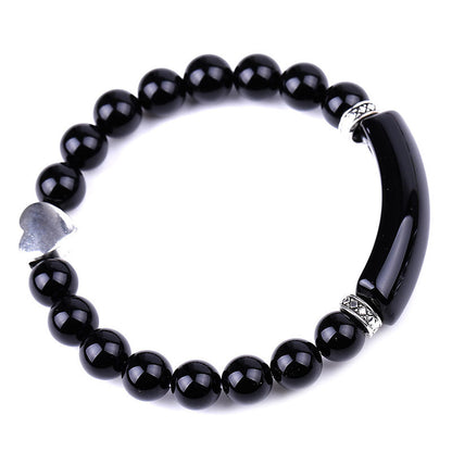 Mythstone Natural Crystal Beads Unisex Heart Bracelet