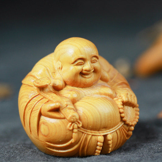 Mythstone Laughing Buddha Boxwood Compassion Home Car Decoration