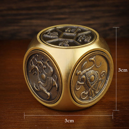 Mythstone Four Beasts Feng Shui Yin Yang Bagua Copper Coin Harmony Rotatable Decoration