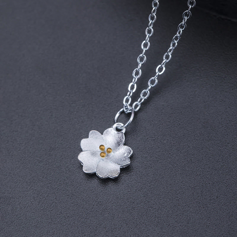 Mythstone 925 Sterling Silver Cherry Blossom Flower Blessing Necklace Pendant