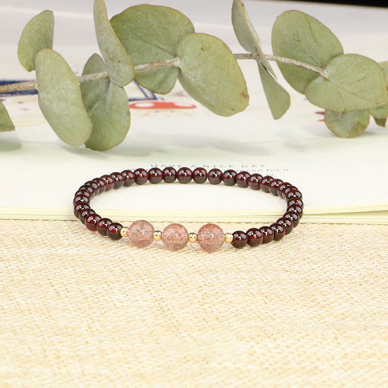 MythStone Natural Garnet Strawberry Quartz Calm Bracelet