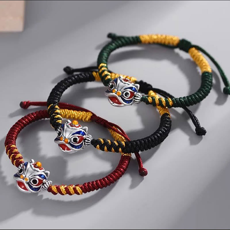 Pulsera trenzada de la suerte con león danzante hecha a mano de Mythstone 