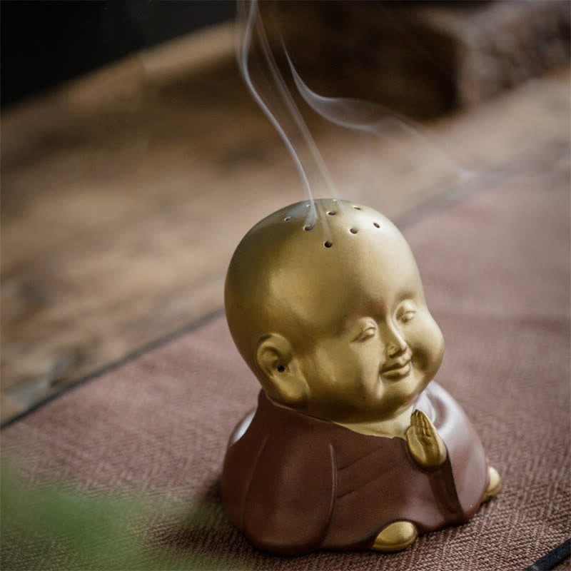 Mythstone Little Buddha Laughing Buddha Ceramic Healing Incense Burner