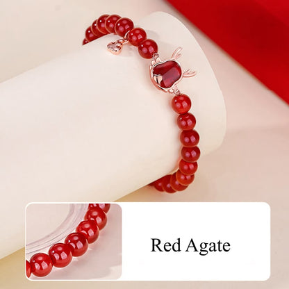 Mythstone 925 Sterling Silver Year Of The Dragon Natural Red Agate Attract Fortune Dragon Luck Chain Bracelet