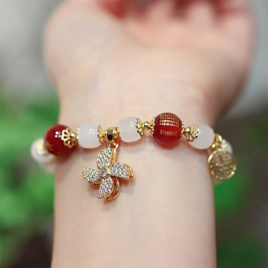 Mythstone Windmill Chinese Lock Charm Fu Character Blessing Bracelet