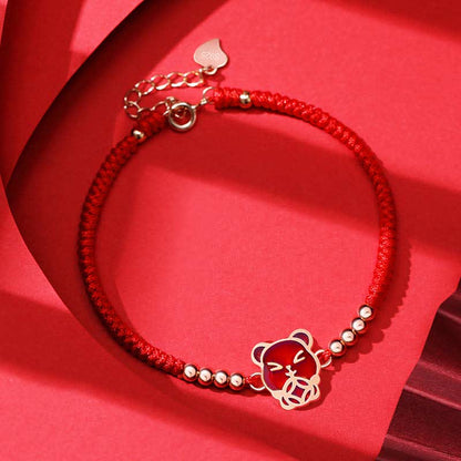 Mythstone 925 Sterling Silver Chinese Zodiac Luck Faith Discolor Red String Bracelet