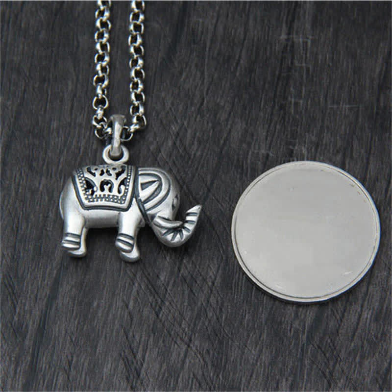 Mythstone 990 Sterling Silver Elephant Strength Necklace Pendant