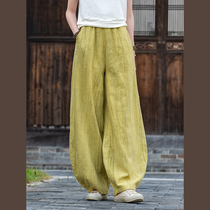 Mythstone Ramie Cotton Linen Pants Tie-dye Design Trousers Loose Zen Yoga Women's Pants with Pockets