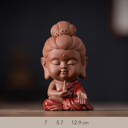 Mythstone Mini Gautama Buddha Sakyamuni Kwan Yin Avalokitesvara Ksitigarbha Serenity Ceramic Desk Decoration