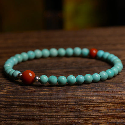 Mythstone Turquoise Red Agate Bead Protection Bracelet