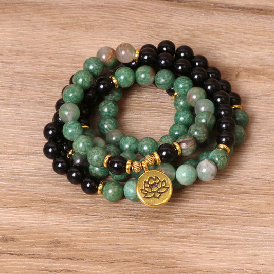 MythStone 108 Beads Natural Agate Mala Healing Bracelet