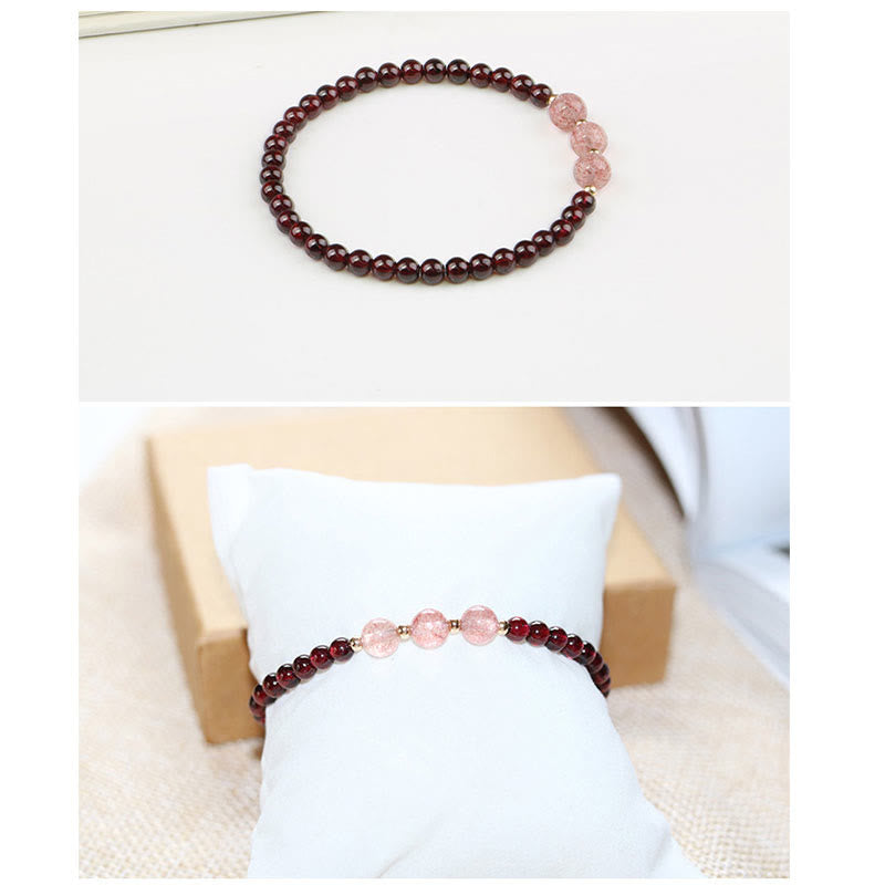 MythStone Natural Garnet Strawberry Quartz Calm Bracelet