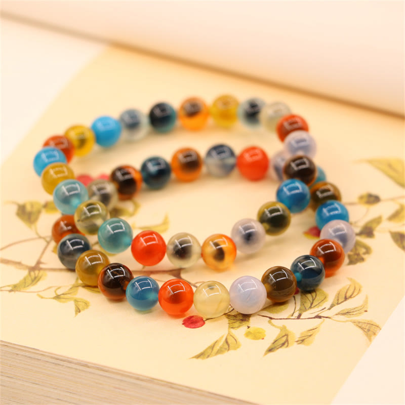 Pulsera de cuentas de ágata de caramelo de colores Mythstone con poder curativo