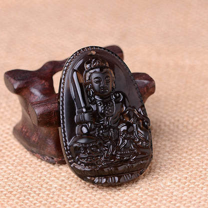 Chinese Zodiac obsidian Protection Necklace