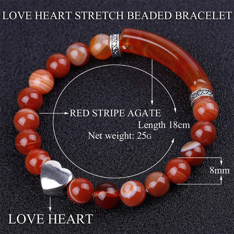 Mythstone Natural Crystal Beads Unisex Heart Bracelet