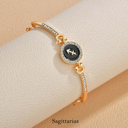 12 Constellations of the Zodiac Rhinestone Chain Adjustable Bracelet