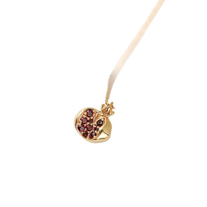 Mythstone 925 Sterling Silver 18k Gold Plated Pomegranate Garnet Crystal Passion Charm Necklace Pendant