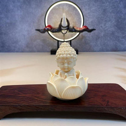 Mythstone Mini Ivory Fruit Tathagata Buddha Lotus Kwan Yin Avalokitesvara Manjusri Samantabhadra Serenity Desk Decoration