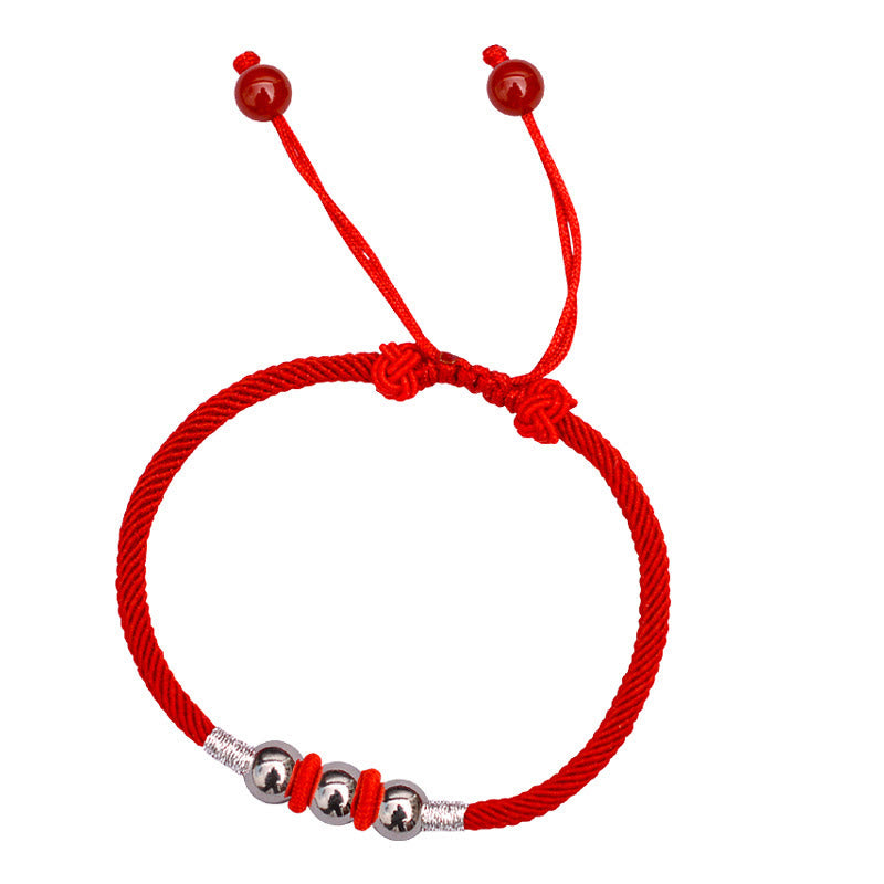 Mythstone 925 Sterling Silver Lucky Bead Protection Red String Bracelet